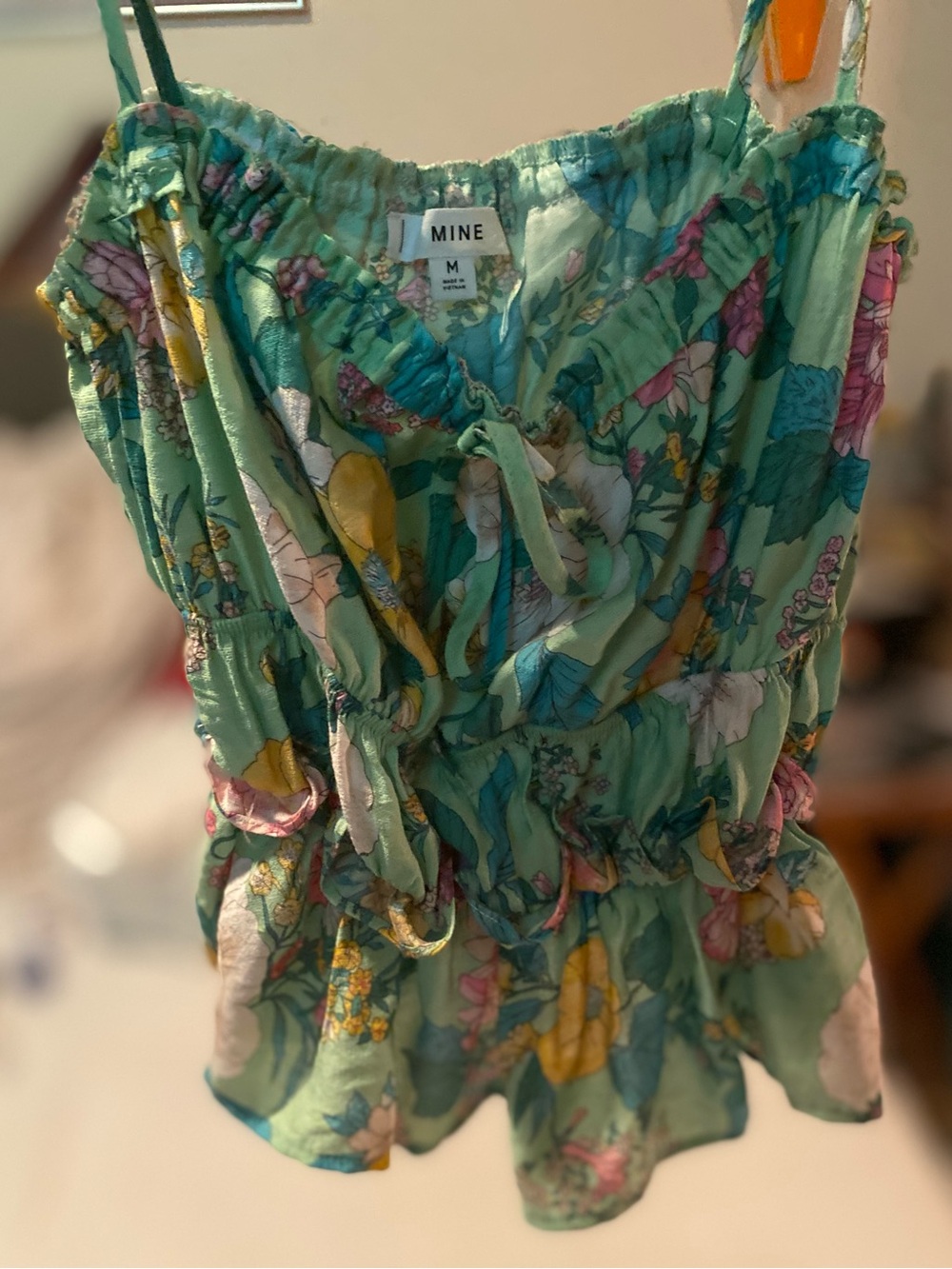 MINE Mint Green Floral Camisole with a Floral Print